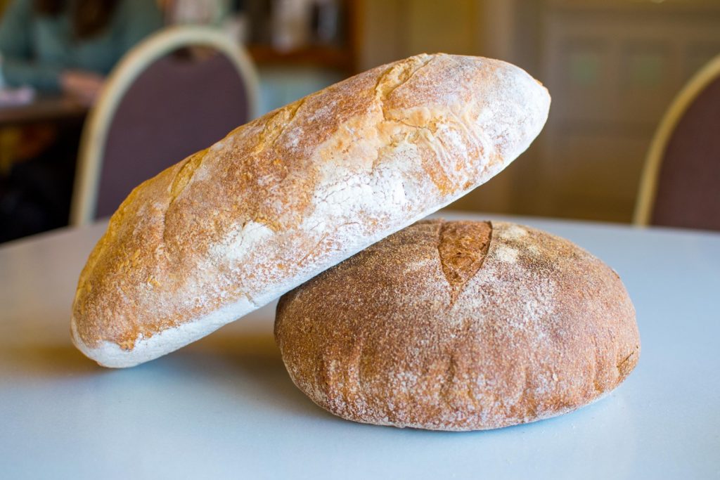French baguette, multi-grain round loaf at Serenity Farm Bread